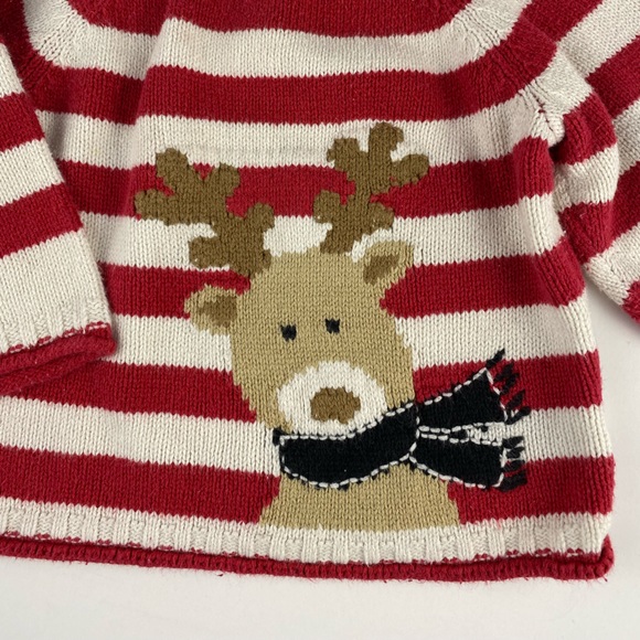 1989 Place Red & White Striped Christmas Reindeer Knit Sweater 12 M… - Picture 2 of 8